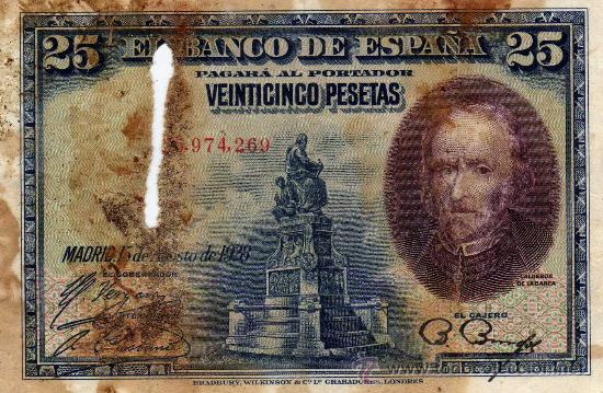 Billetes espa&ntilde;oles: BILLETE DE 25 PESETAS A&Ntilde;O 1928 CALDER&Oacute;N DE LA BARCA TAL Y COMO SALE EN LA FOTO ALGUNA MANCHA