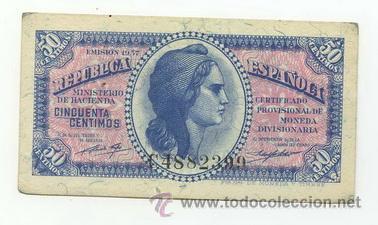 Billetes espa&ntilde;oles: 50 CENTIMOS 1937 SERIE C - Foto 1