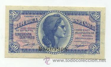 Billetes espa&ntilde;oles: 50 CENTIMOS 1937 SERIE B - Foto 1