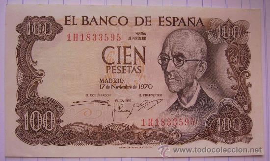 Billetes espa&ntilde;oles: Billete 100 pesetas Manuel de Falla 1970 - Foto 1