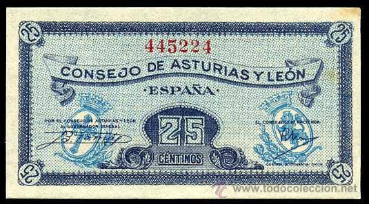 Billetes espa&ntilde;oles: ASTURIAS Y LEON : 25 Centimos S/C - Foto 1