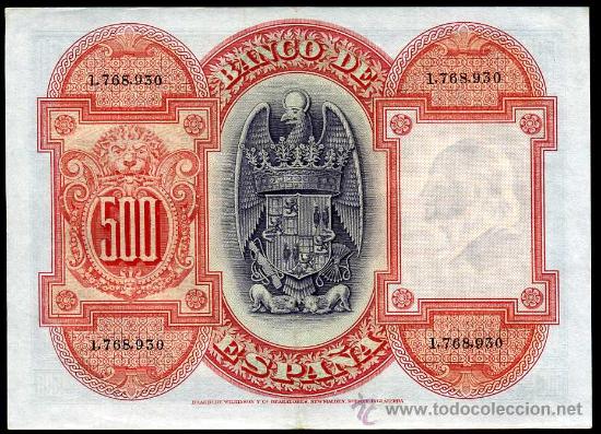 Billetes espa&ntilde;oles: 500 Pesetas 1927  S/S  EBC+ - Foto 2