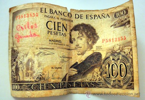 Billetes espa&ntilde;oles: BILLETE 100 PTAS 1965 BECQUER - Foto 2