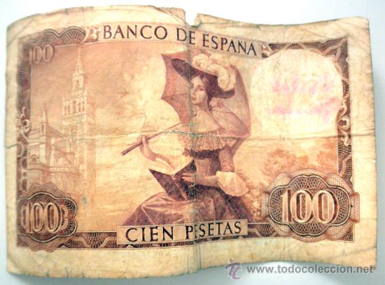 Billetes espa&ntilde;oles: BILLETE 100 PTAS 1965 BECQUER - Foto 3