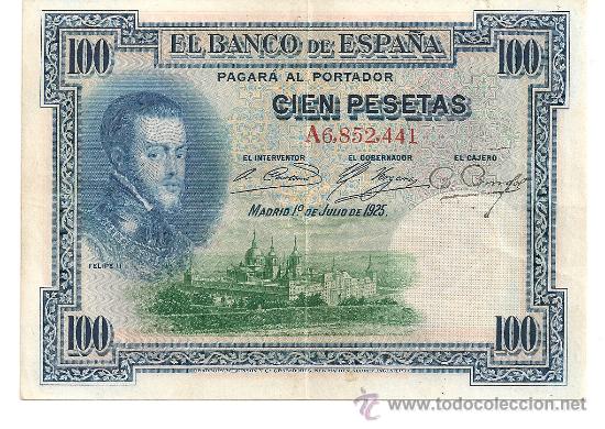 Billetes espa&ntilde;oles: 100 pesetas de 1925 serie A-441 - Foto 1