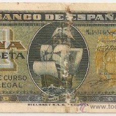 Billetes españoles: 1 PESETA DE 1940 DE SEPTIEMBRE SIN SERIE-080 MUY RARO