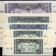 Billetes españoles: BILLETE ESPAÑA - BILBAO 1-ENERO-1937 - ZONA REPUBLICANA - LOTE DE 5 BILLETES. Lote 48473337