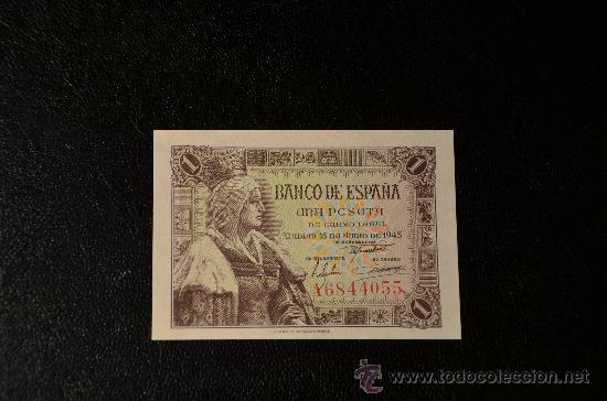 Spanish Banknotes: 1 PESETA 15 JUNIO 1945 - SIN CIRCULAR - SERIE A