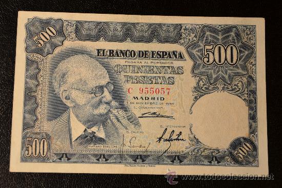 Billets espagnols: 500 PESETAS15 NOVIEMBRE 1951 / BENLLIURE / EBC / SERIE C