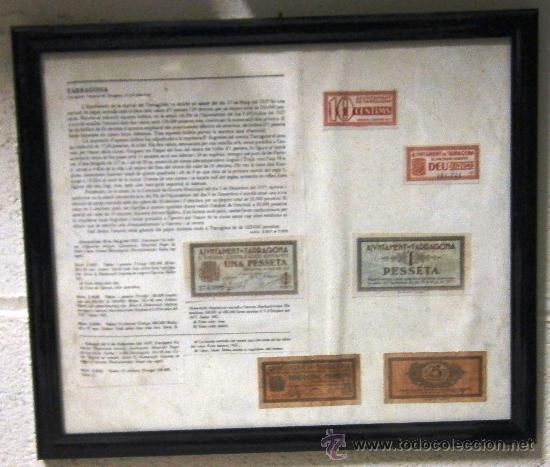 Billetes espa&ntilde;oles: Cuadro de COPIAS de billetes de Tarragona. - Foto 1