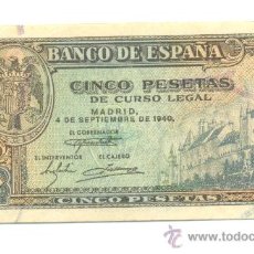 Billetes españoles: MBC+ BONITAS 5 PESETAS 4-9-1940 SERIE G