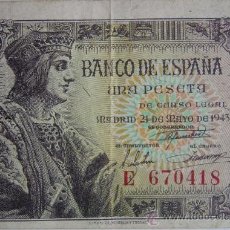 Billetes españoles: 1 PESETAS 1943. Lote 31898391