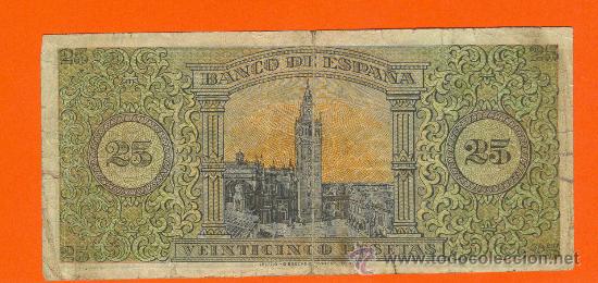 Billetes espa&ntilde;oles: 25 PTAS. MAYO 1938. MBC SERIE E T283 - Foto 2