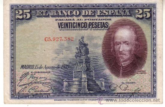 Billetes espa&ntilde;oles: 25 PESETAS 1928 SERIE C -CALDERON DE LA BARCA
