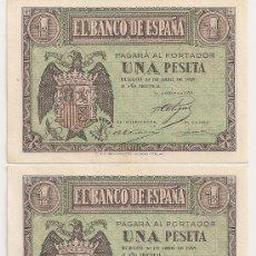 Billetes españoles: 1 PESETA DE 1938 ABRIL- TRIO CORRELATIVO (PLANCHA). Lote 34132733