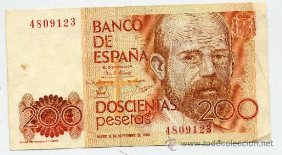 Billetes espa&ntilde;oles: BILLETE DE 200 PESETAS LEOPOLDO ALAS CLARIN SIN SERIE BUENA CONSERVACION