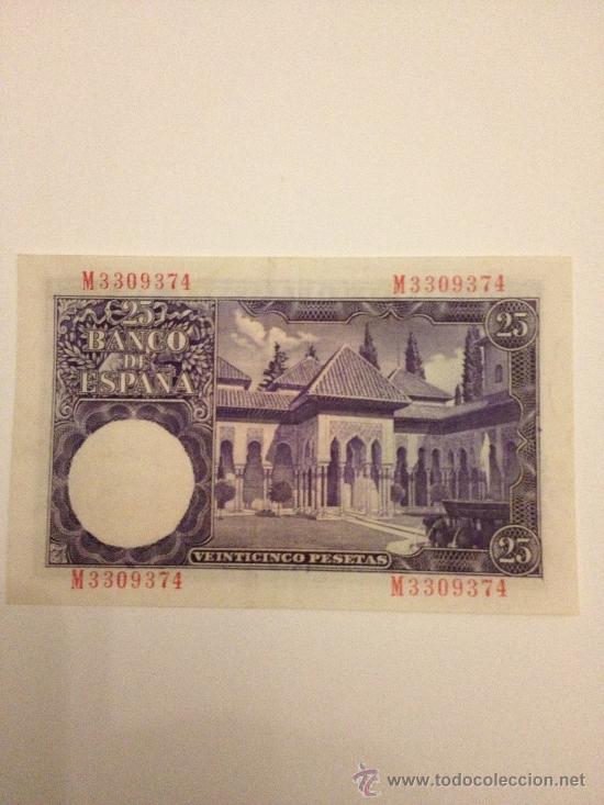 Billetes espa&ntilde;oles: 25 PESETAS ESPA&Ntilde;A 1954 - Foto 2