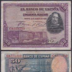 Banconote spagnole: ESPAÑA 50 PESETAS VELAZQUEZ 1928 PICK 75 BC/MBC F/VF. Lote 363730855