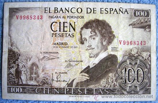 Billetes espa&ntilde;oles: BILLETE DE 100 PTAS, PESETAS. BECQUER, 1965. - Foto 1