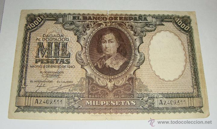 Billetes espa&ntilde;oles: 1000 Pesetas. Murillo. 1940. - Foto 1