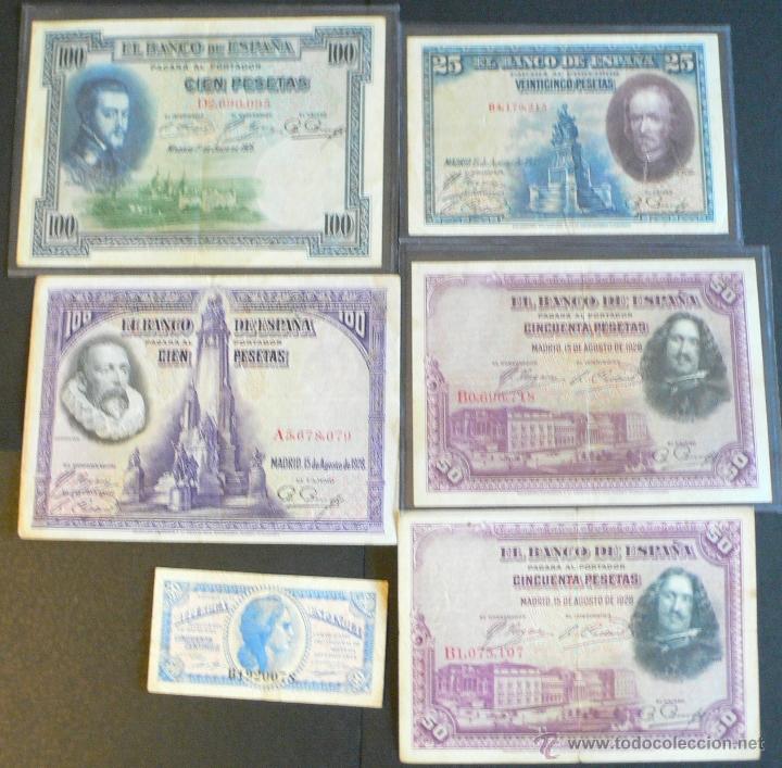 Billetes espa&ntilde;oles: Lote 6 billetes espa&ntilde;oles - Foto 1