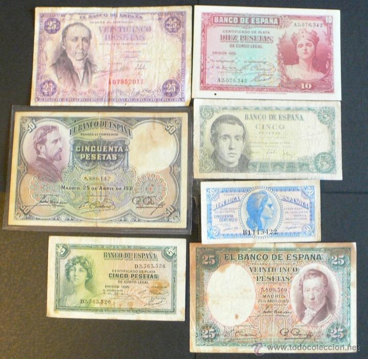 Billetes espa&ntilde;oles: 7 billetes espa&ntilde;oles - Foto 1