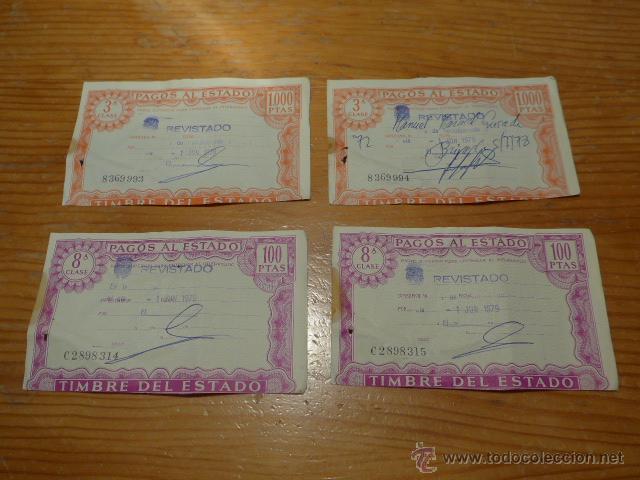 Billetes espa&ntilde;oles: Lote de 4 billete pago al estado, 1979
