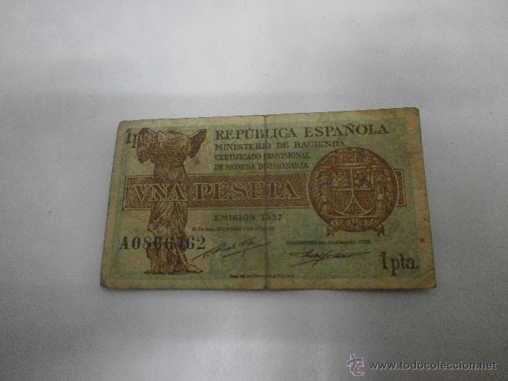 Spanische Banknoten: BILLETE UNA PESETA REPUBLICA ESPA&Ntilde;OLA MINISTERIO HACIENDA EMISION 1937