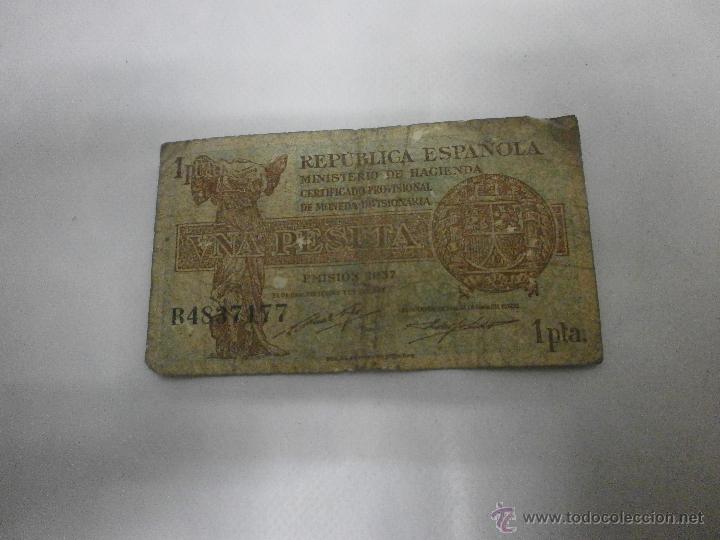 Spanische Banknoten: BILLETE UNA PESETA REPUBLICA ESPA&Ntilde;OLA MINISTERIO HACIENDA EMISION 1937