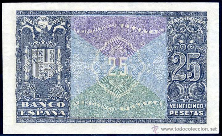Billetes espa&ntilde;oles: 25 Pesetas 1940- Serie E - EBC+ - Foto 2