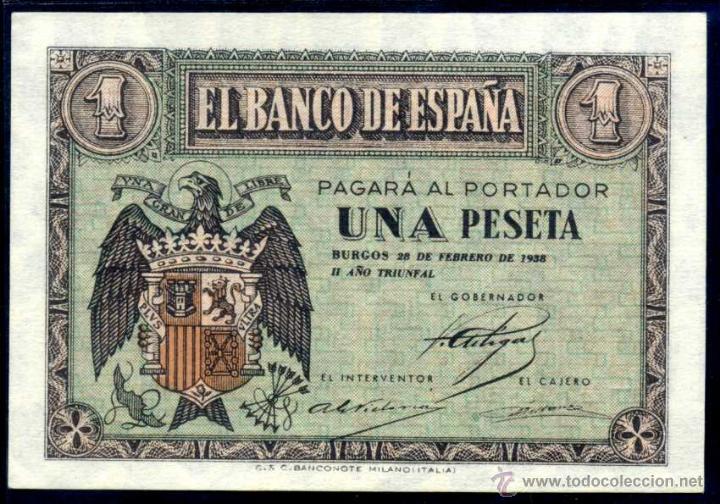Billetes espa&ntilde;oles: 1 Peseta Febrero 1938 - Serie F - S/C PLANCHA
