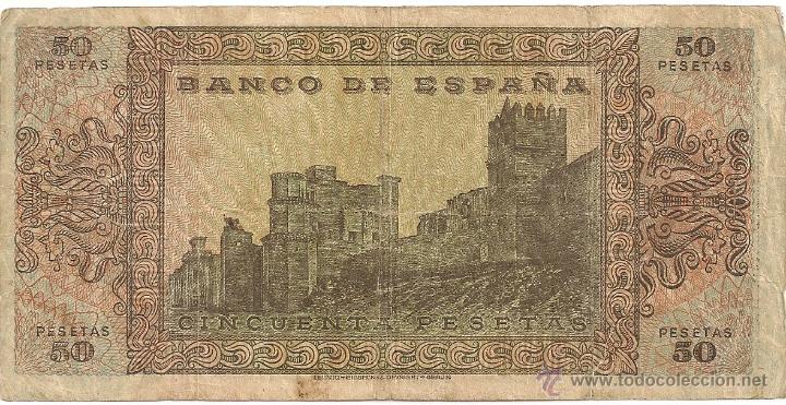 Billetes espa&ntilde;oles: 50 pesetas de 1938 serie E-253 mbc+ - Foto 2