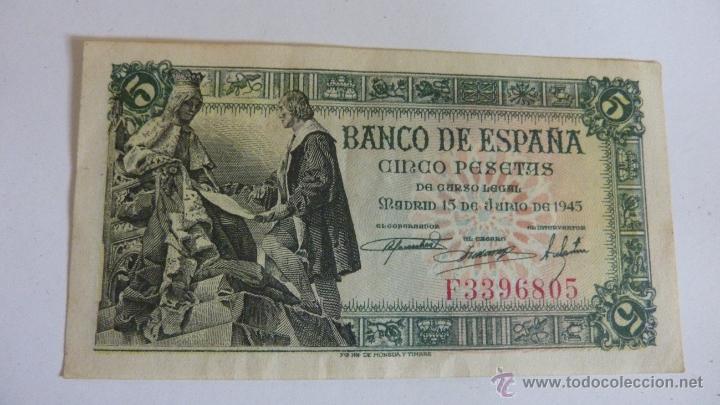 Billetes espa&ntilde;oles: billete 5 pesetas - Foto 1