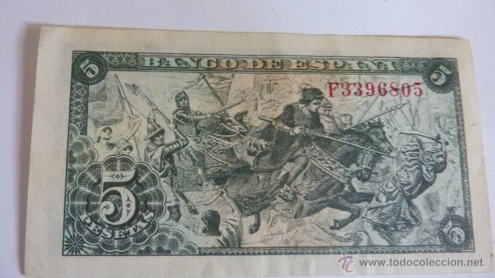 Billetes espa&ntilde;oles: billete 5 pesetas - Foto 2