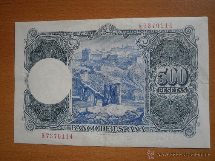 Billetes espa&ntilde;oles: Billete de 500 pesetas. - Foto 2
