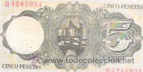 Billetes espa&ntilde;oles: BILLETE DE CINCO PESETAS 1951. - Foto 2