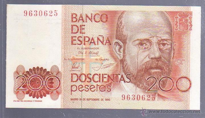 Qué valor tiene un billete de 200 pesetas de 1980
