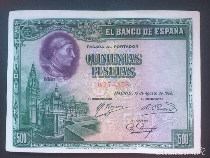 Billetes espa&ntilde;oles: 500 peseta de 1928 ebc ref 643 - Foto 2