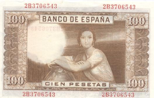 Billetes espa&ntilde;oles: 100 PESETAS- 07-04-1953-SC - Foto 2