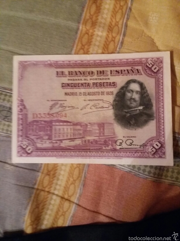Billetes espa&ntilde;oles: 50 Pesetas. ESPA&Ntilde;A 1928 - Foto 1