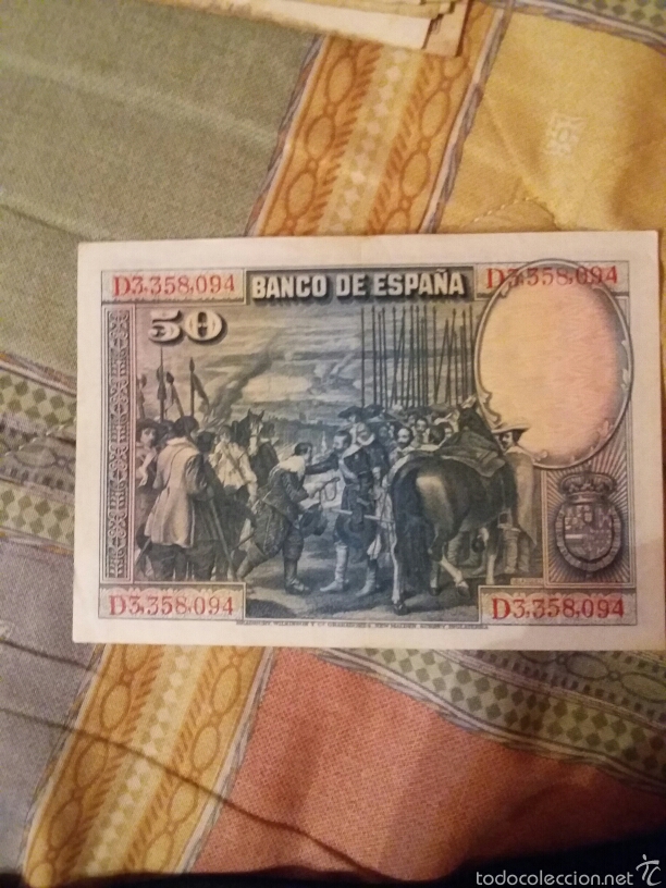 Billetes espa&ntilde;oles: 50 Pesetas. ESPA&Ntilde;A 1928 - Foto 2