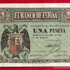 Billetes españoles: BILLETE 1 PESETA ABRIL 1938 , PLANCHA , SERIE D , ORIGINAL , T054