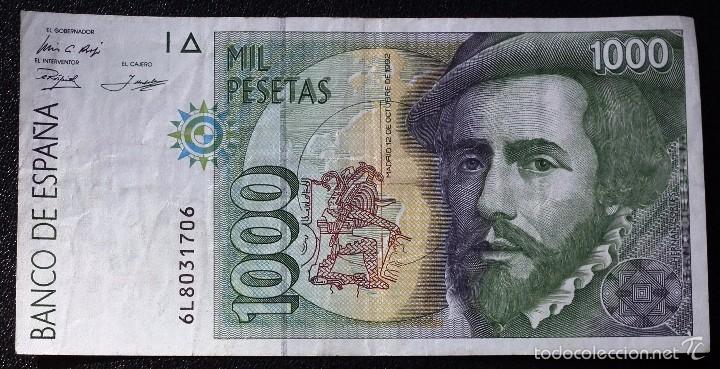 Billetes espa&ntilde;oles: BILLETE 1000 PESETAS DEL 12 DE OCTUBRE DE 1992 - HERN&Aacute;N CORTES / FRANCISCO PIZARRO