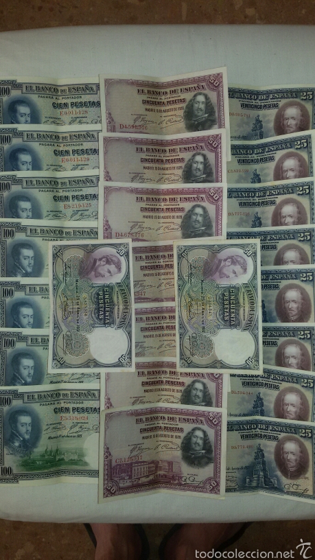 Billetes espa&ntilde;oles: Antiguo Lote Billetes 1925. - Foto 2