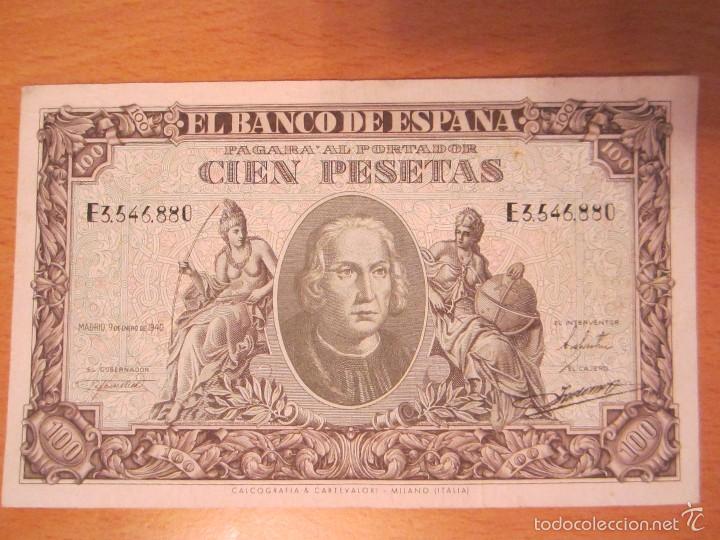 Billetes espa&ntilde;oles: 100 pesetas de 1940 serie E-880 - Foto 1