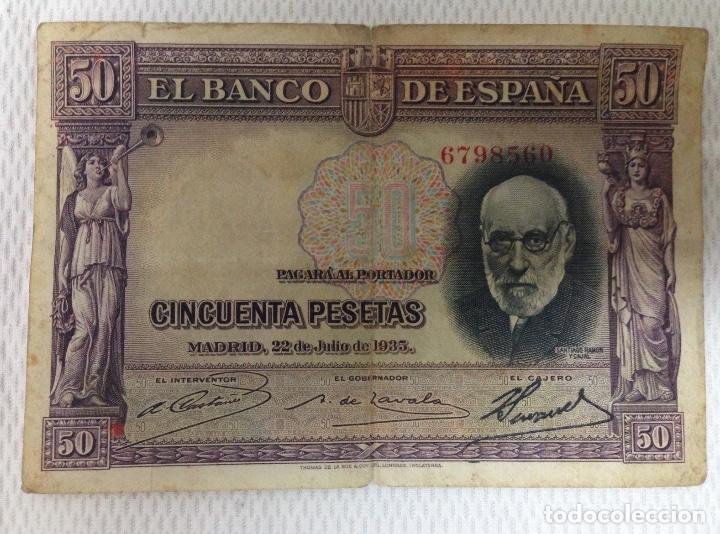 Billetes espa&ntilde;oles: BILLETE DE 50 PESETAS A&Ntilde;O MADRID , 22 DE JULIO DE 1.935