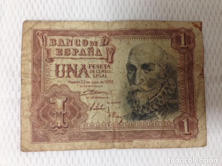 Billetes espa&ntilde;oles: BILLETE DE UNA PESETA , A&Ntilde;O : MADRID 22 DE JULIO DE 1.953