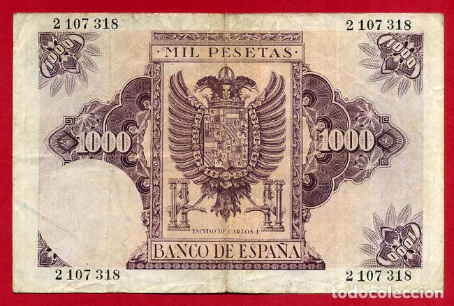 Billetes españoles: BILLETE 1000 PESETAS OCTUBRE 1940 , EBC , SIN SERIE , ORIGINAL, T318 - Foto 2 - 66935114