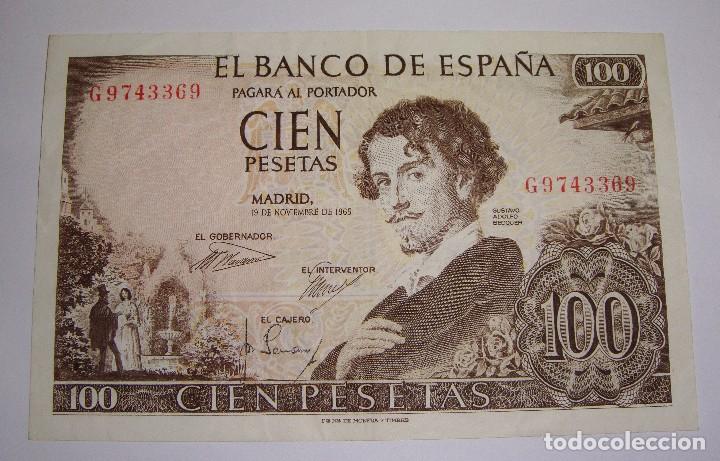 Billetes espa&ntilde;oles: 100 Pesetas. 1965. Becquer. Serie G - Foto 1