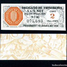 Billetes españoles: CATALUÑA BILLETE OBLIGACION DE 6,875 PESTAS AÑO 1936 SERIE 075693 (GUERRA CIVIL ESPAÑOLA)CUPO 2. Lote 77115289